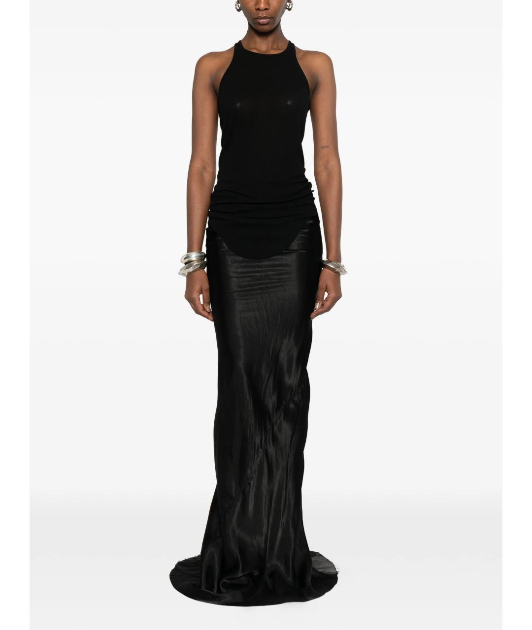 RICK OWENS Черная вискозная юбка макси, фото 4