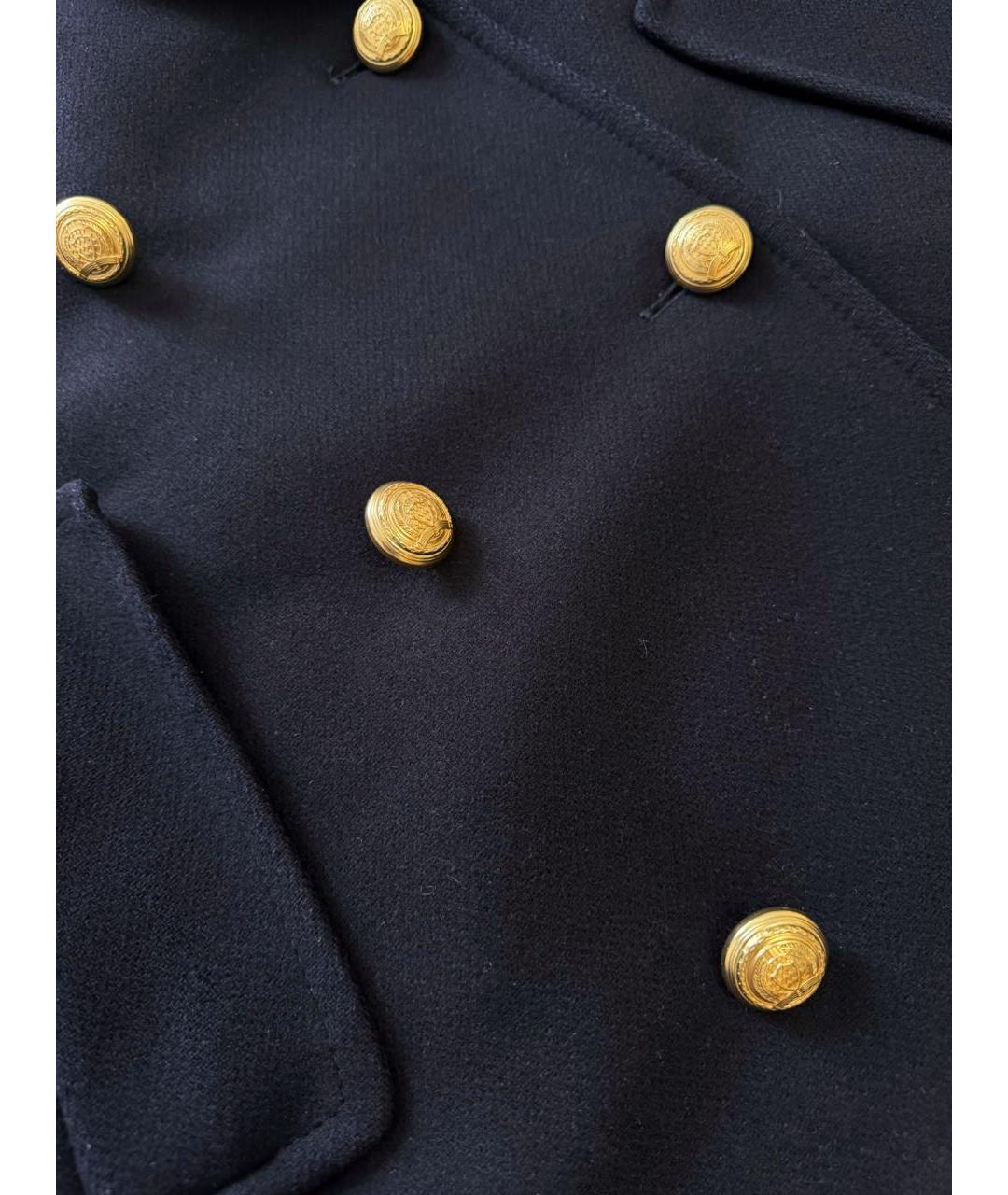 BALMAIN Темно-синее шерстяное пальто, фото 4