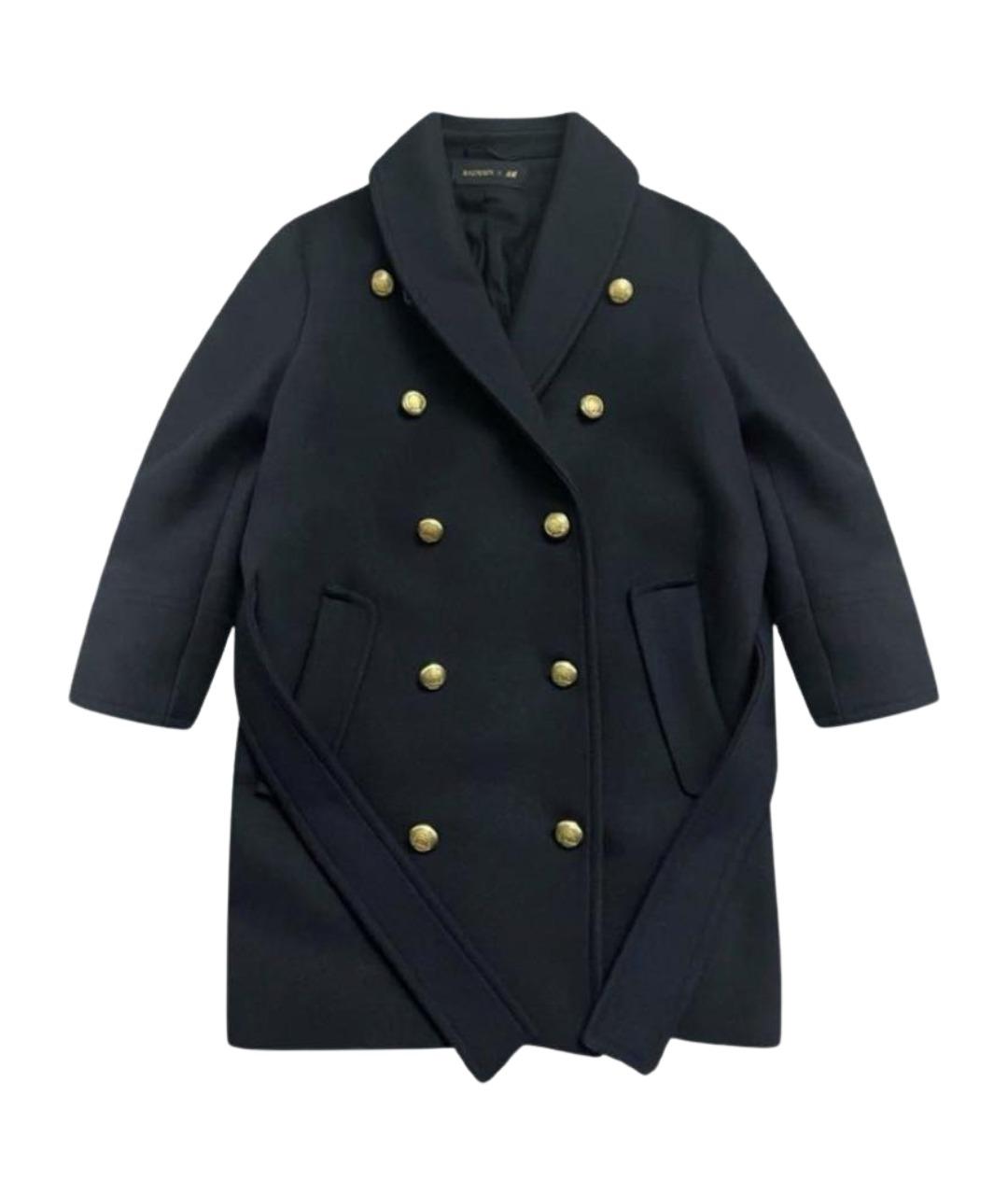 BALMAIN Темно-синее шерстяное пальто, фото 1