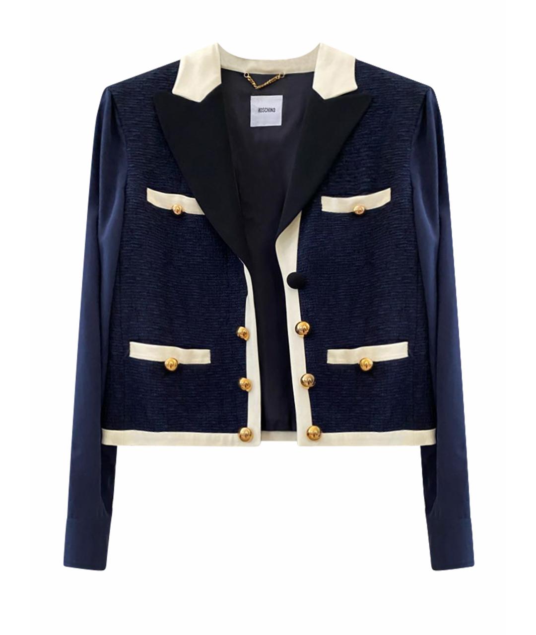 MOSCHINO Темно-синий хлопковый жакет/пиджак, фото 1