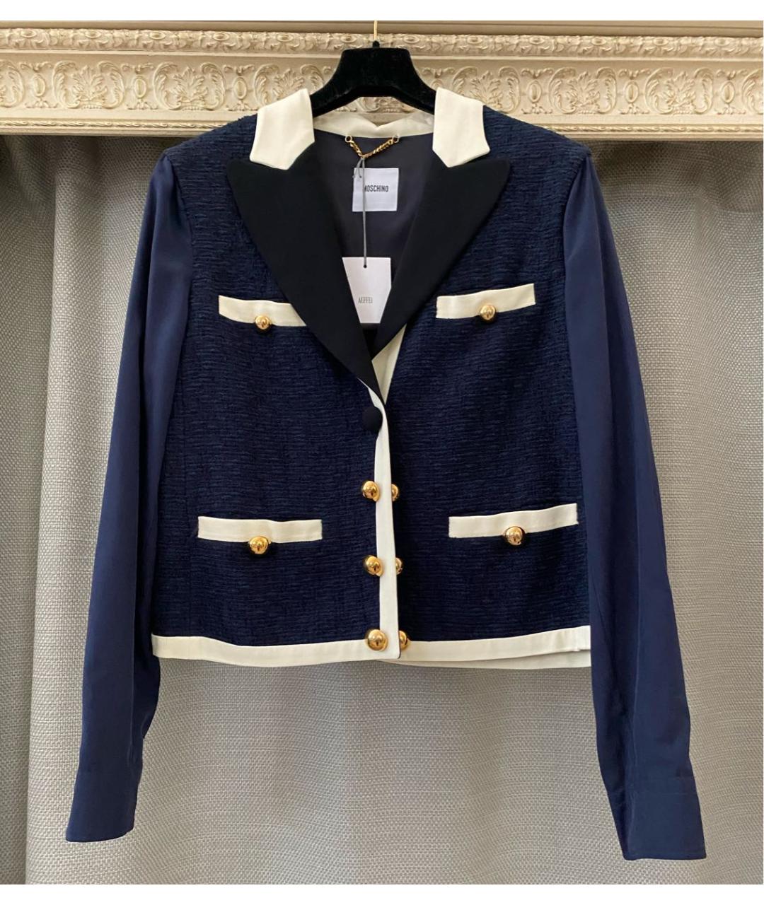 MOSCHINO Темно-синий хлопковый жакет/пиджак, фото 5