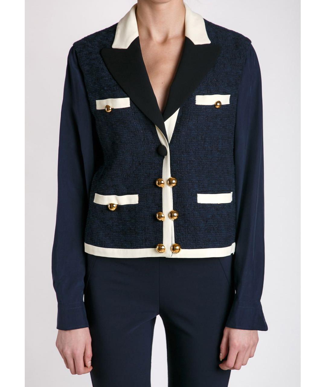 MOSCHINO Темно-синий хлопковый жакет/пиджак, фото 3