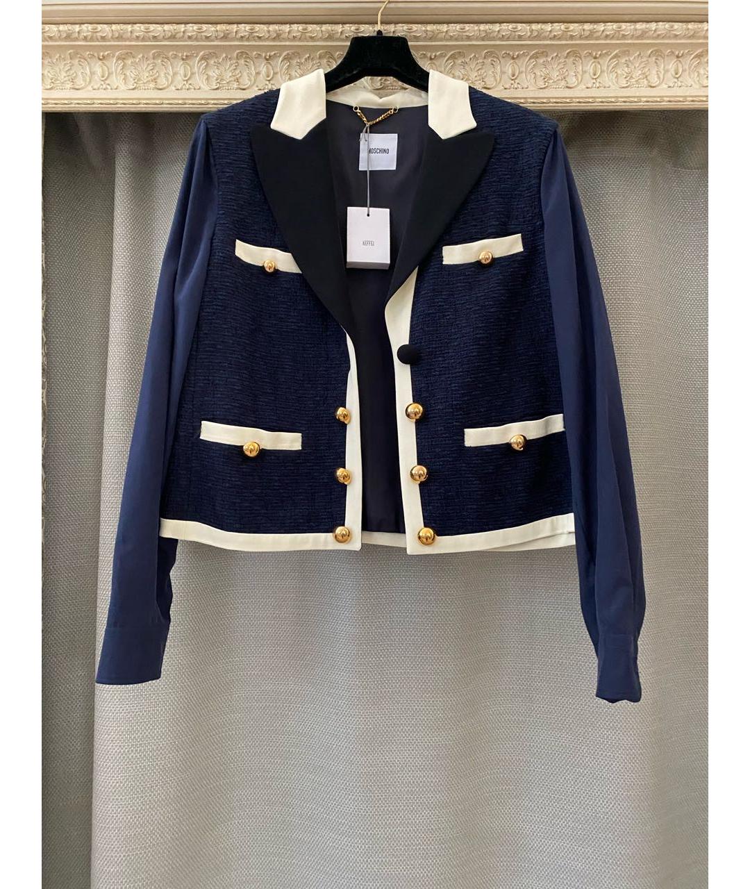 MOSCHINO Темно-синий хлопковый жакет/пиджак, фото 8