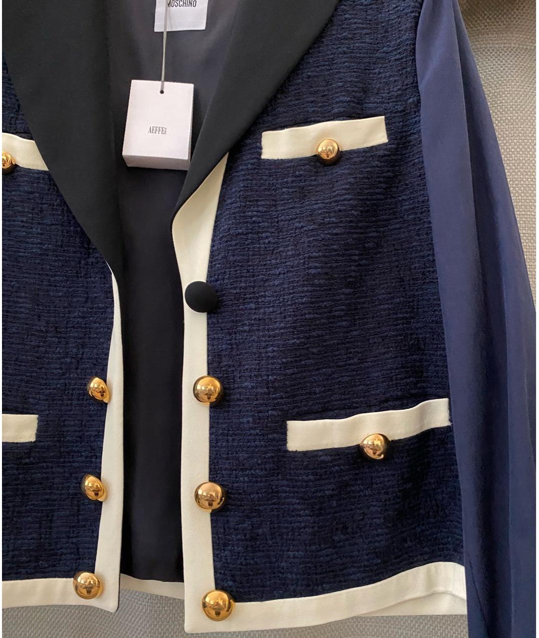 MOSCHINO Темно-синий хлопковый жакет/пиджак, фото 6