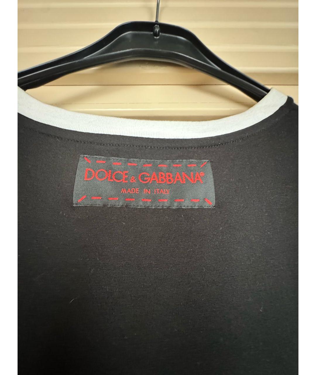 DOLCE&GABBANA Черная хлопковая футболка, фото 5