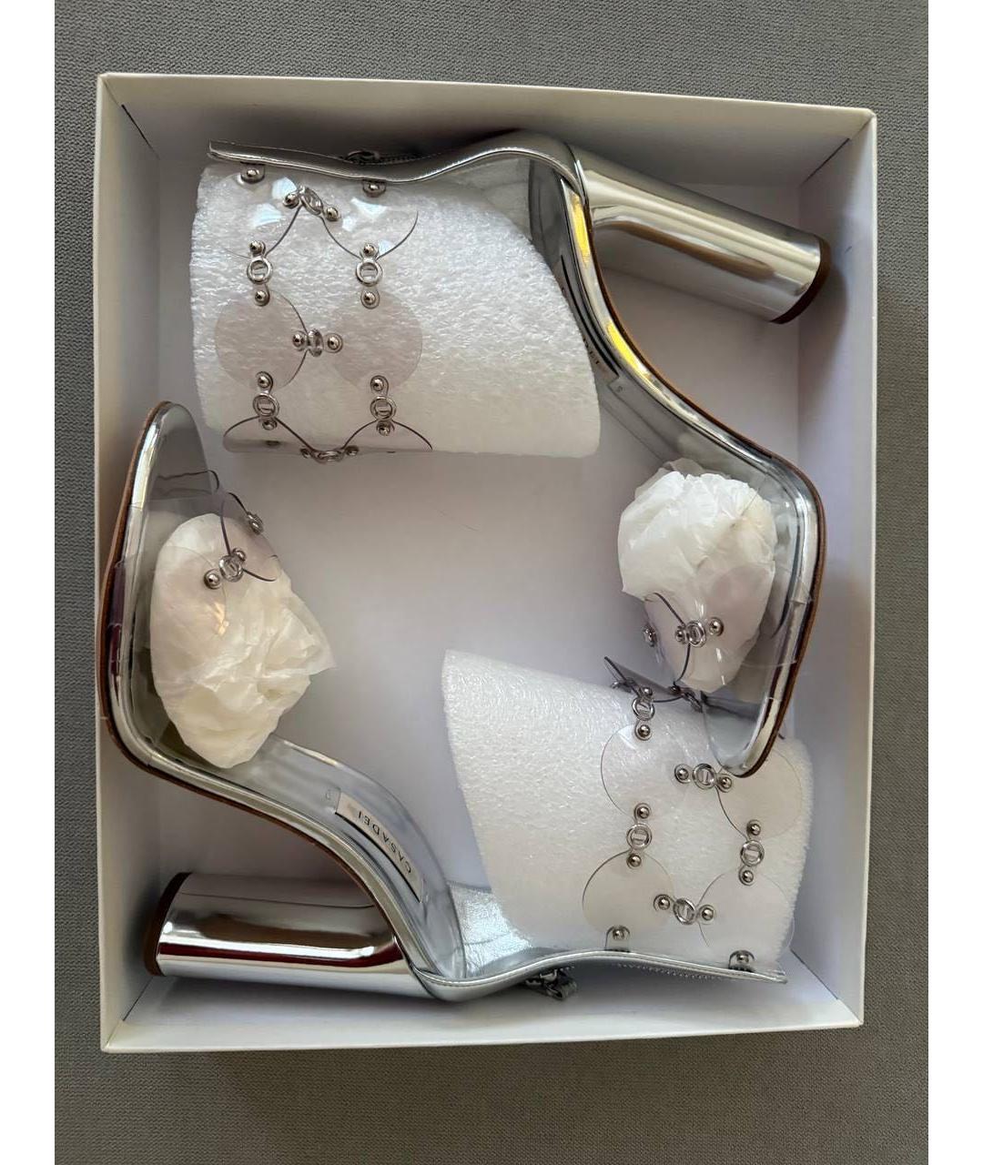 CASADEI Серебряные кожаные босоножки, фото 6