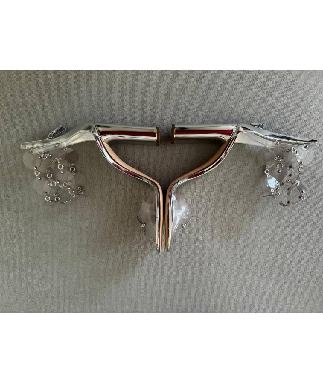 CASADEI Серебряные кожаные босоножки, фото 9