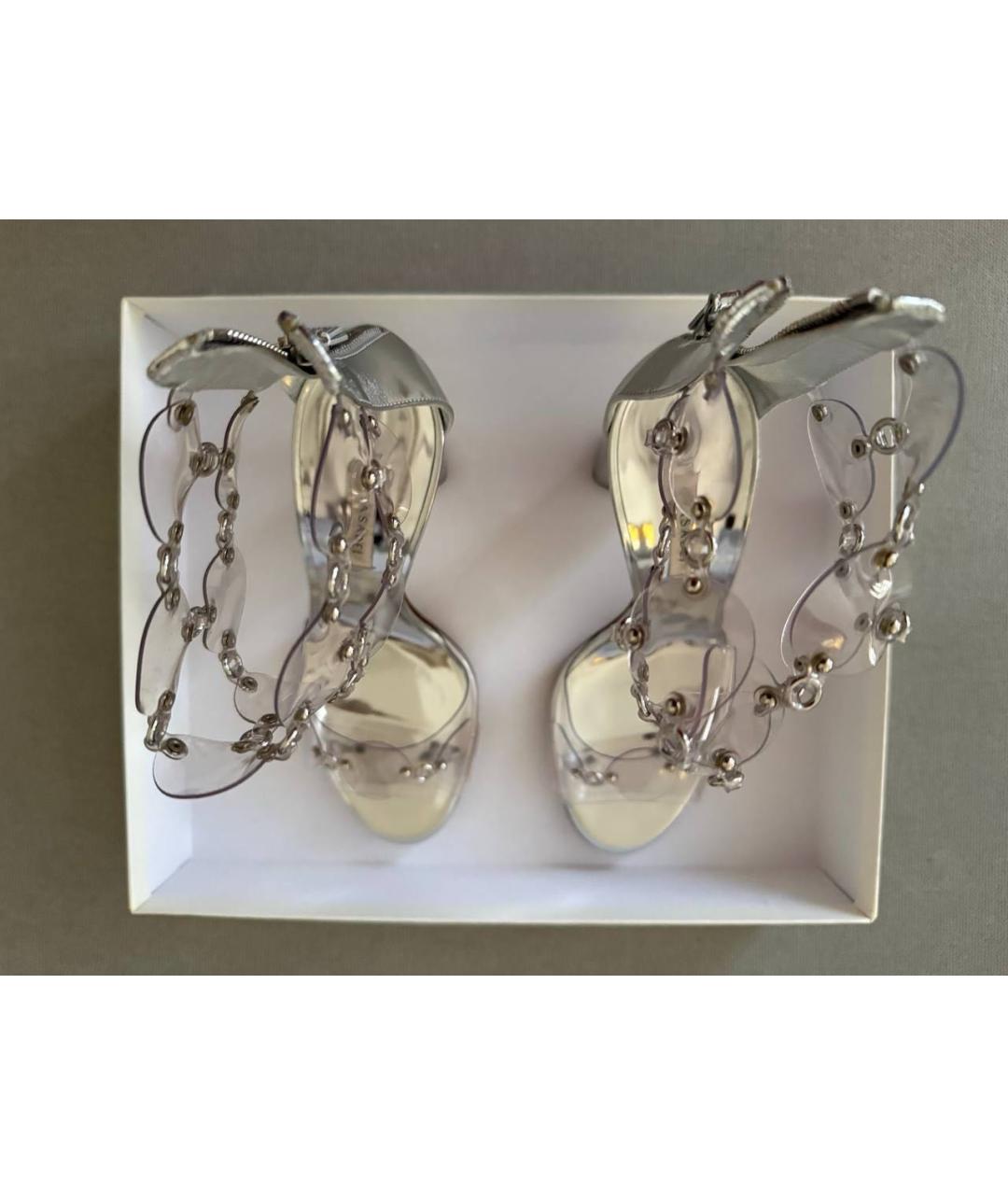 CASADEI Серебряные кожаные босоножки, фото 4