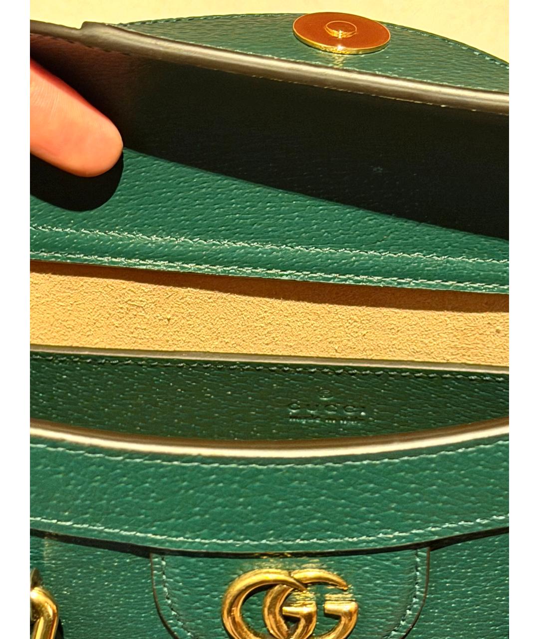 GUCCI Зеленая кожаная сумка тоут, фото 5