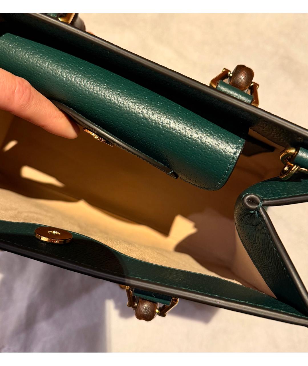GUCCI Зеленая кожаная сумка тоут, фото 4