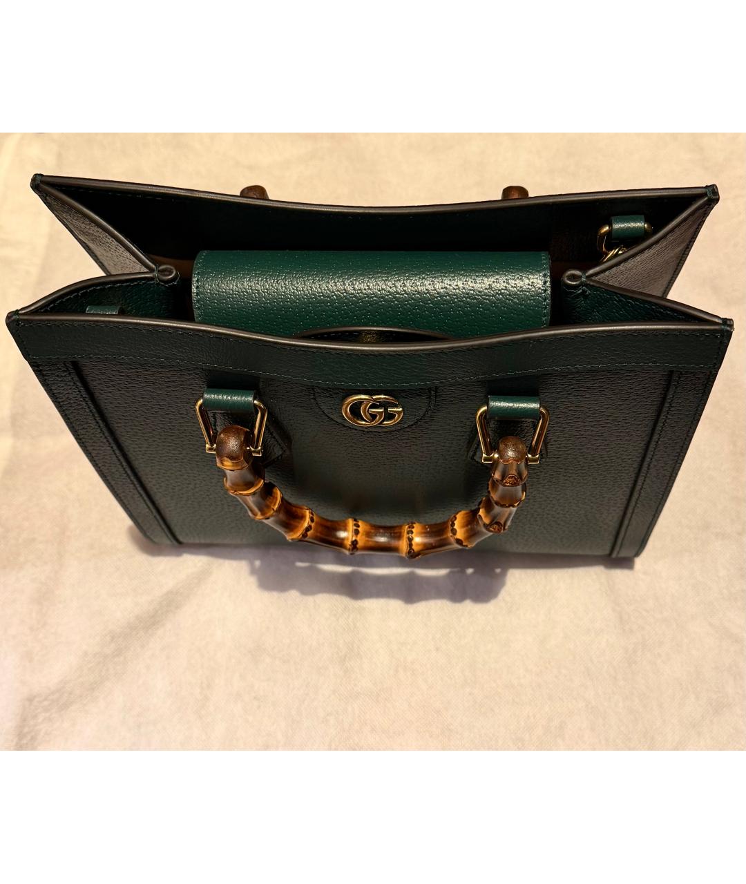 GUCCI Зеленая кожаная сумка тоут, фото 3