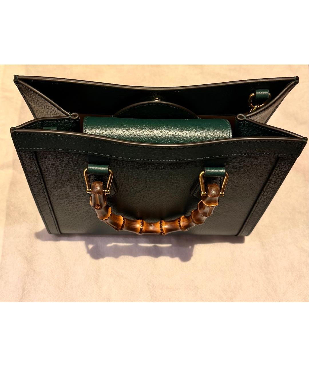 GUCCI Зеленая кожаная сумка тоут, фото 2