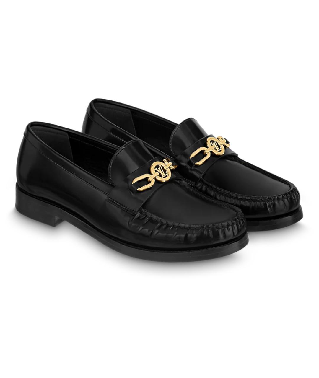 LOUIS VUITTON Черные кожаные лоферы, фото 2