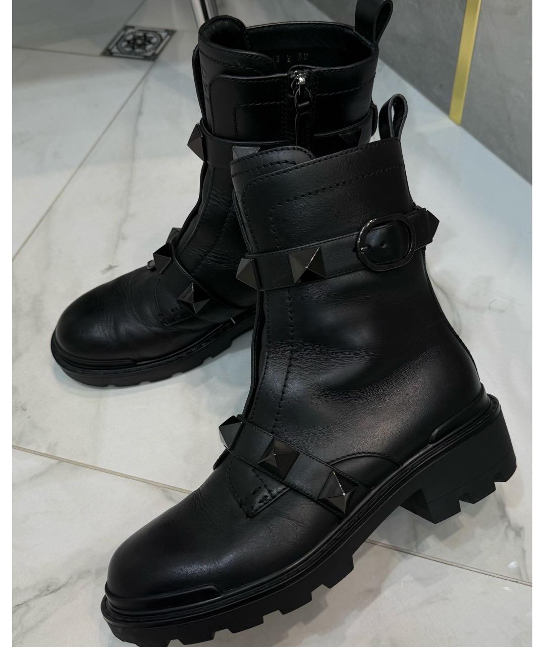 VALENTINO Черные кожаные ботинки, фото 5