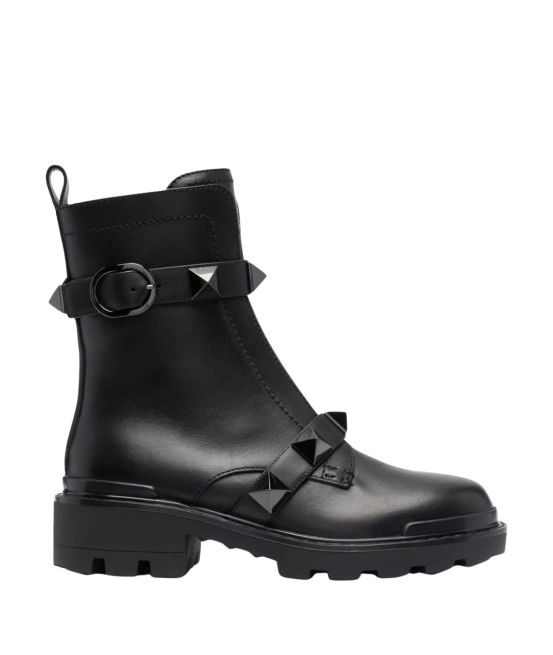 VALENTINO Черные кожаные ботинки, фото 1