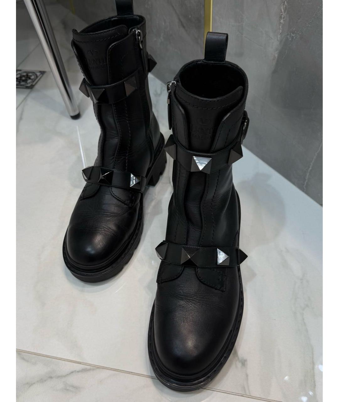 VALENTINO Черные кожаные ботинки, фото 4