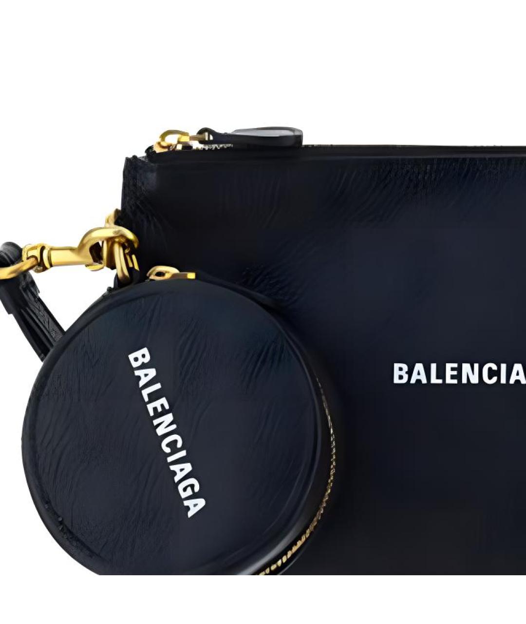 BALENCIAGA Черный кожаный кошелек, фото 5
