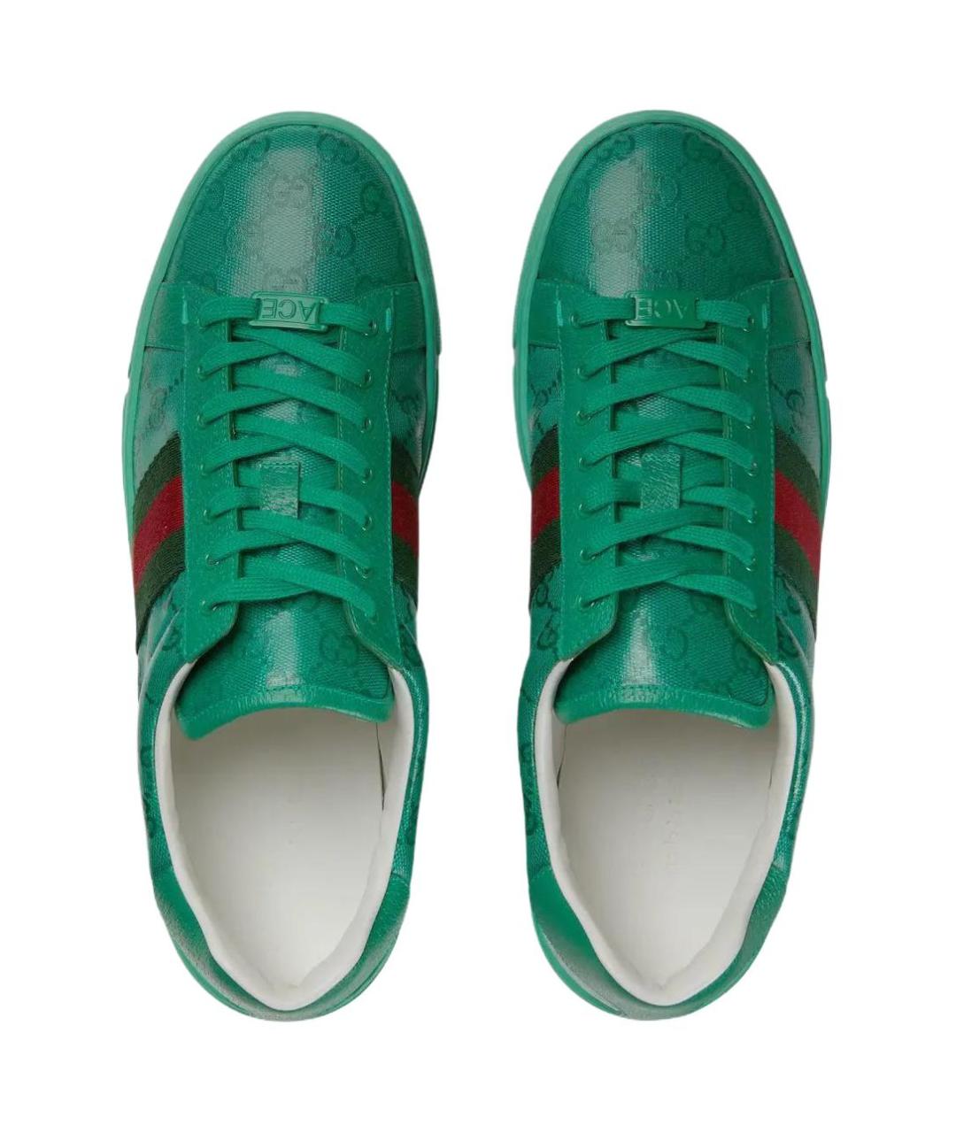 GUCCI Зеленые кожаные низкие кроссовки / кеды, фото 3