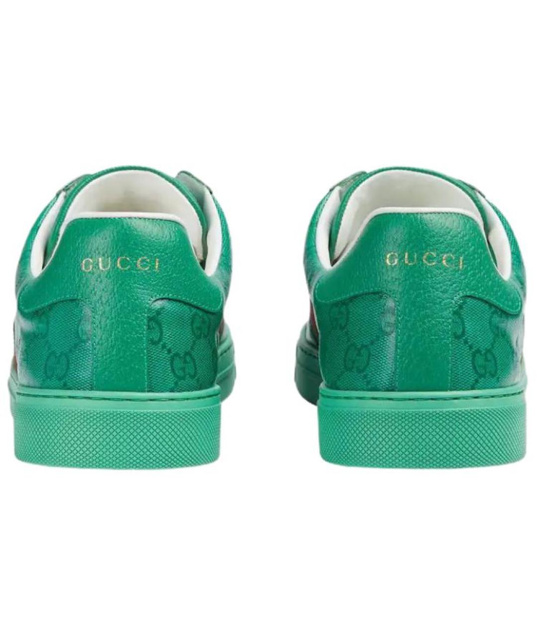 GUCCI Зеленые кожаные низкие кроссовки / кеды, фото 4