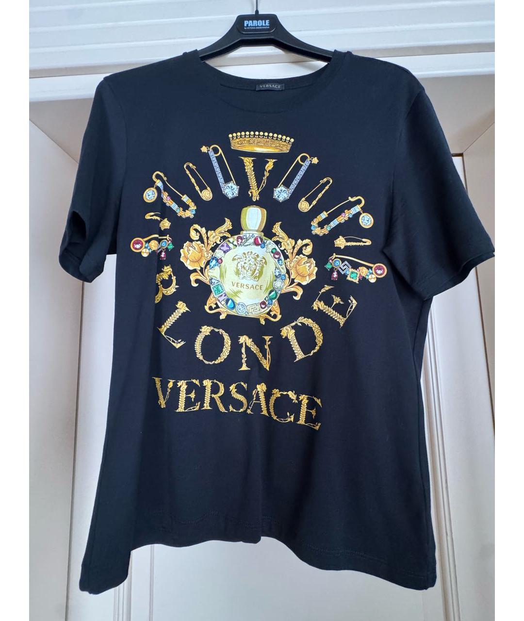 VERSUS VERSACE Черная хлопковая футболка, фото 6