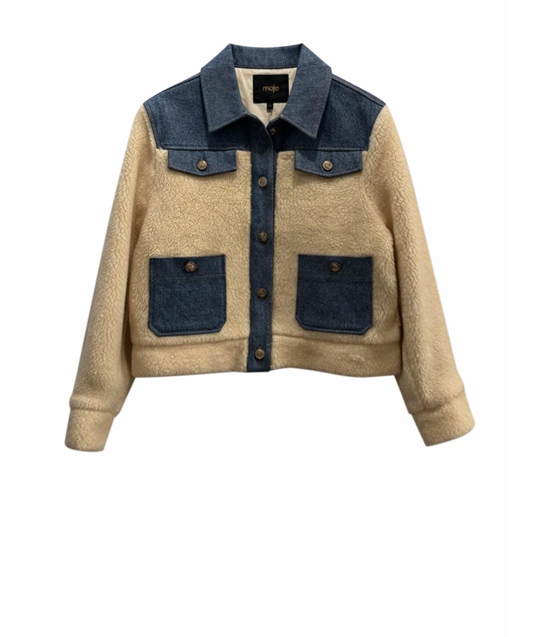 MAJE Бежевая полиэстеровая куртка, фото 8