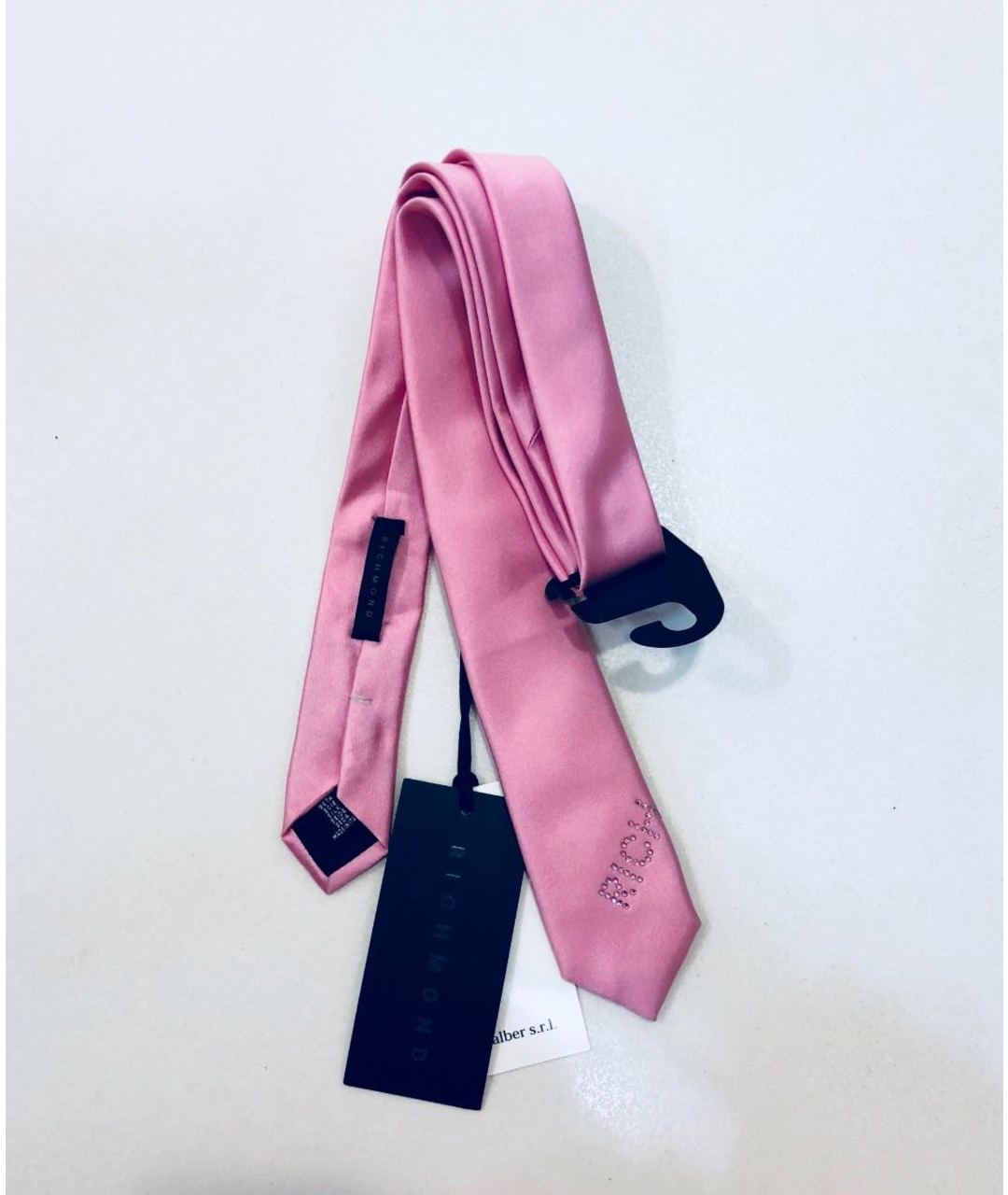 JOHN RICHMOND Розовый шелковый галстук, фото 3