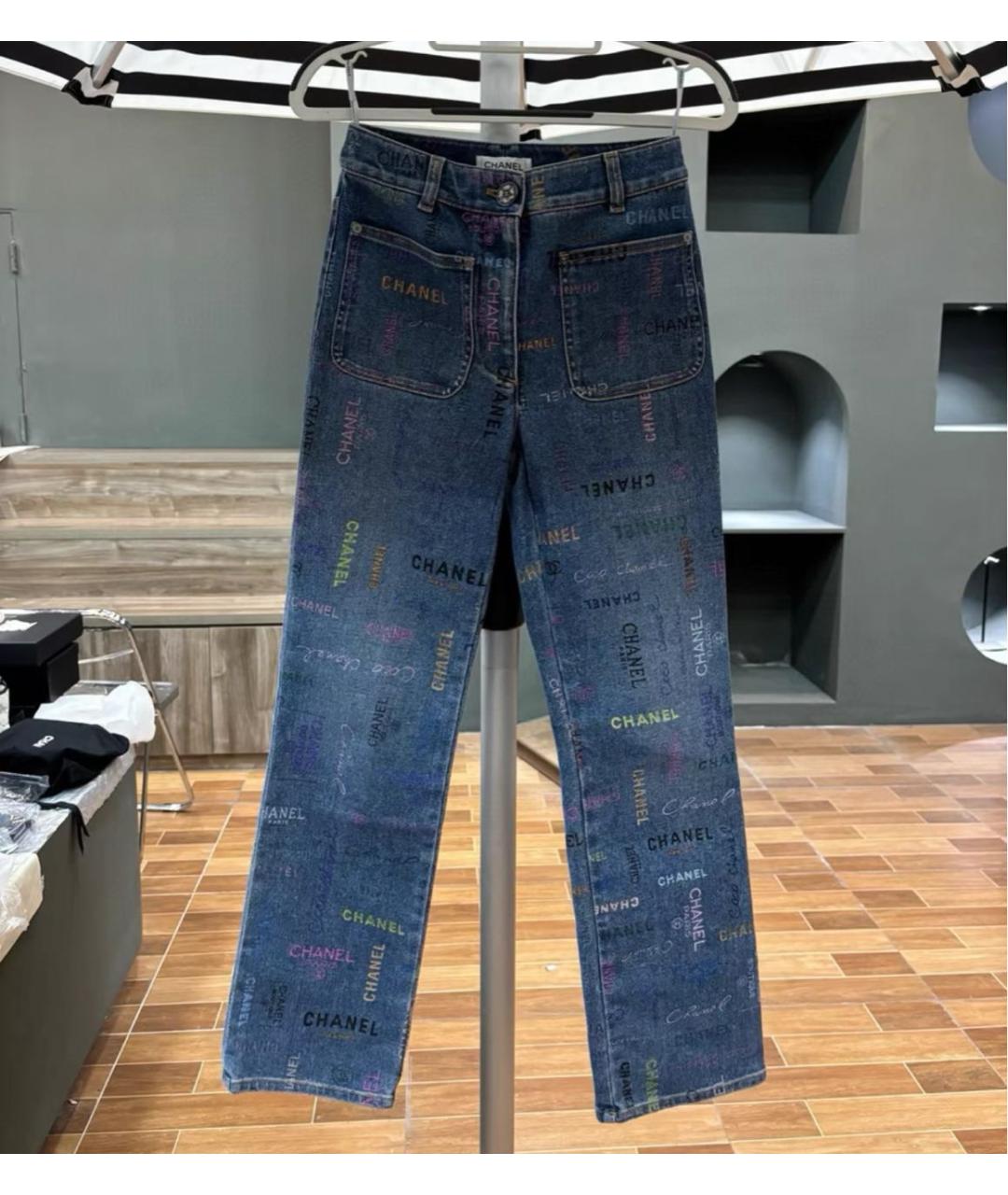 CHANEL Синие хлопковые прямые джинсы, фото 9