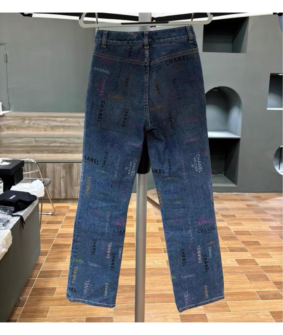 CHANEL Синие хлопковые прямые джинсы, фото 3