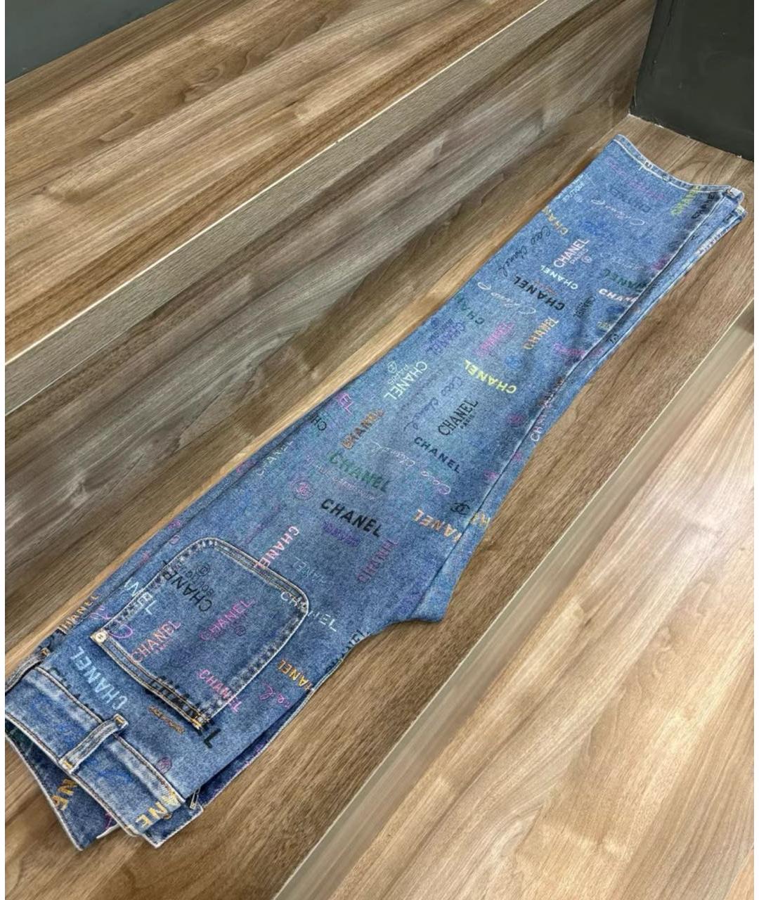 CHANEL Синие хлопковые прямые джинсы, фото 4