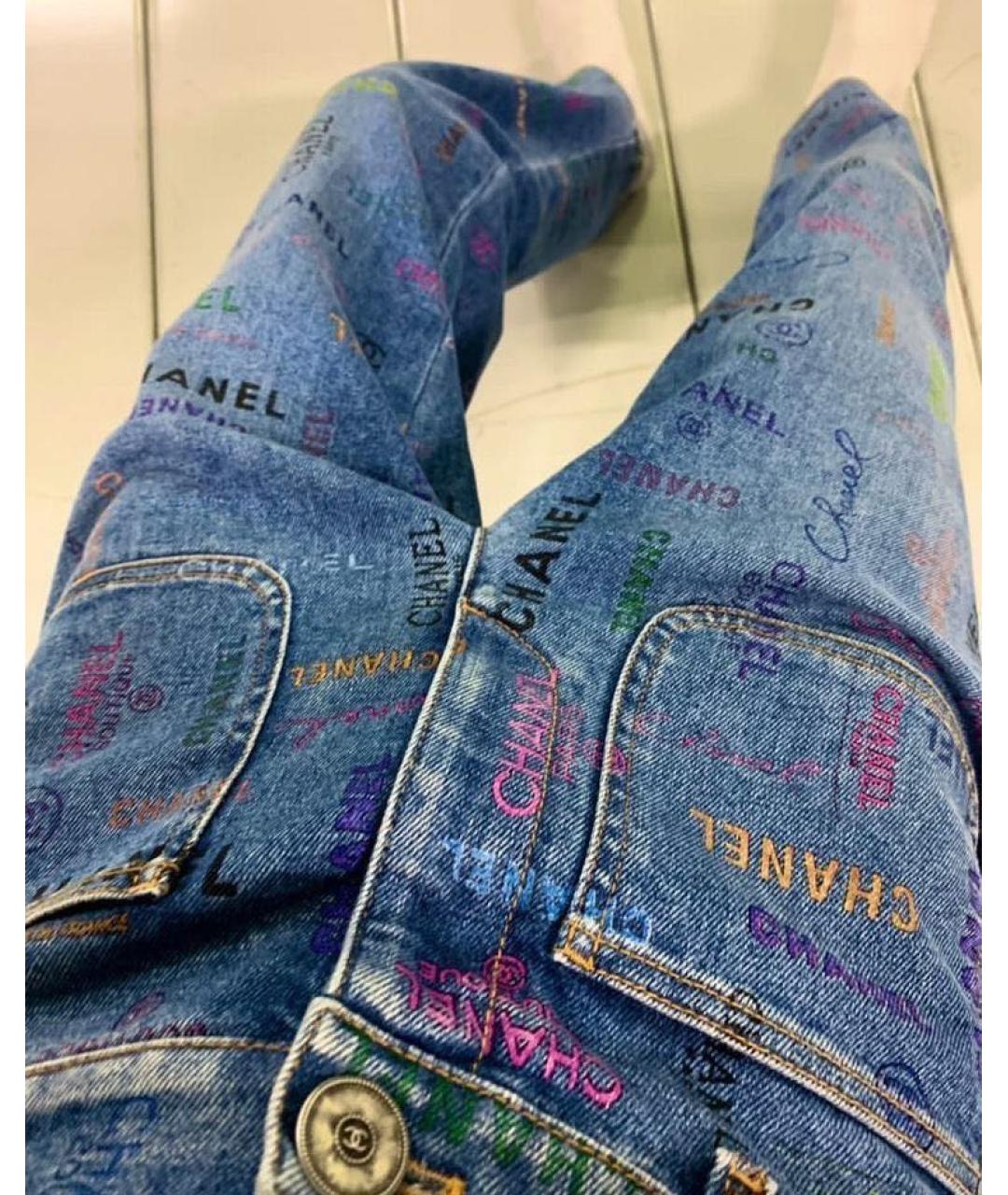 CHANEL Синие хлопковые прямые джинсы, фото 8