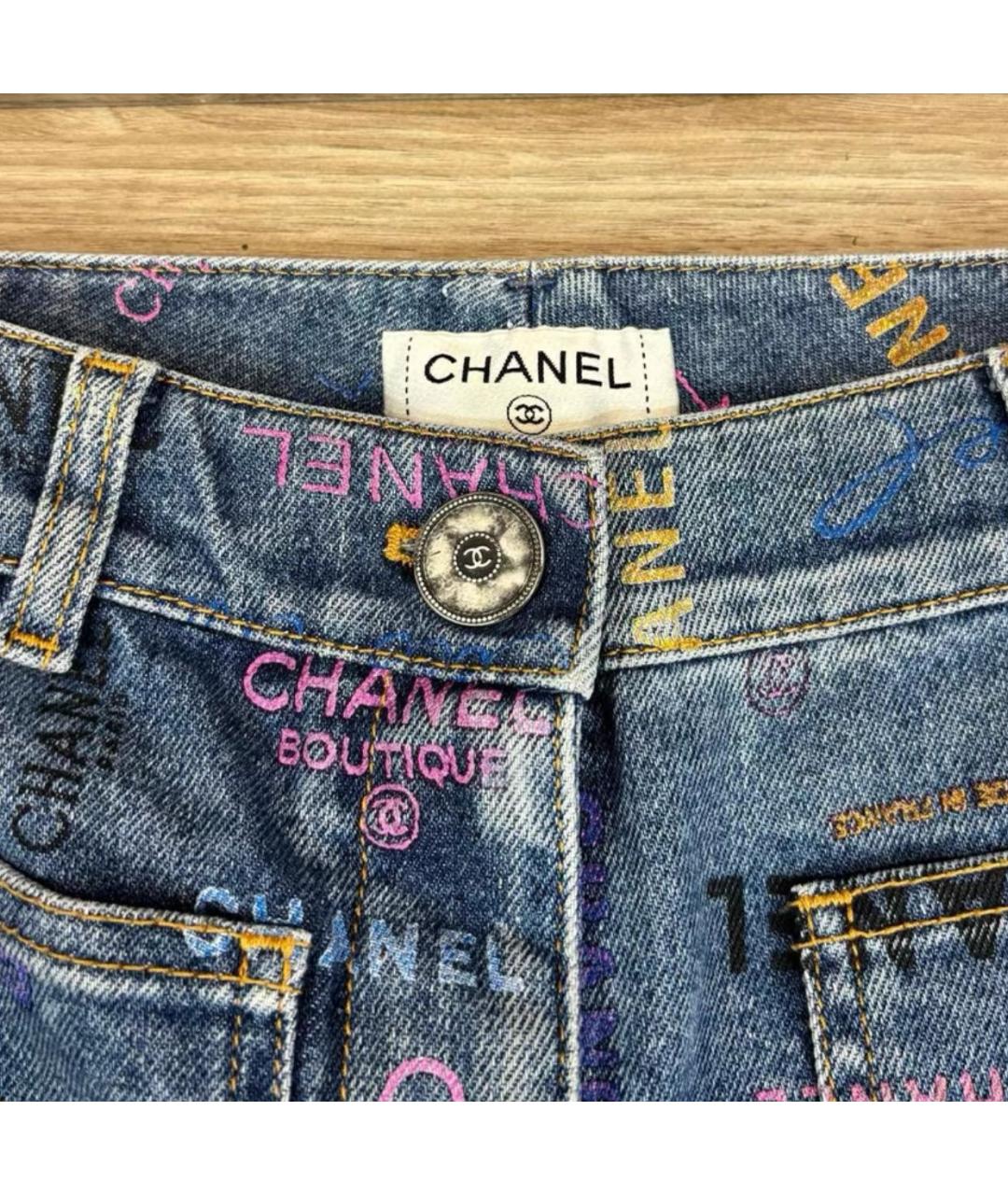 CHANEL Синие хлопковые прямые джинсы, фото 5