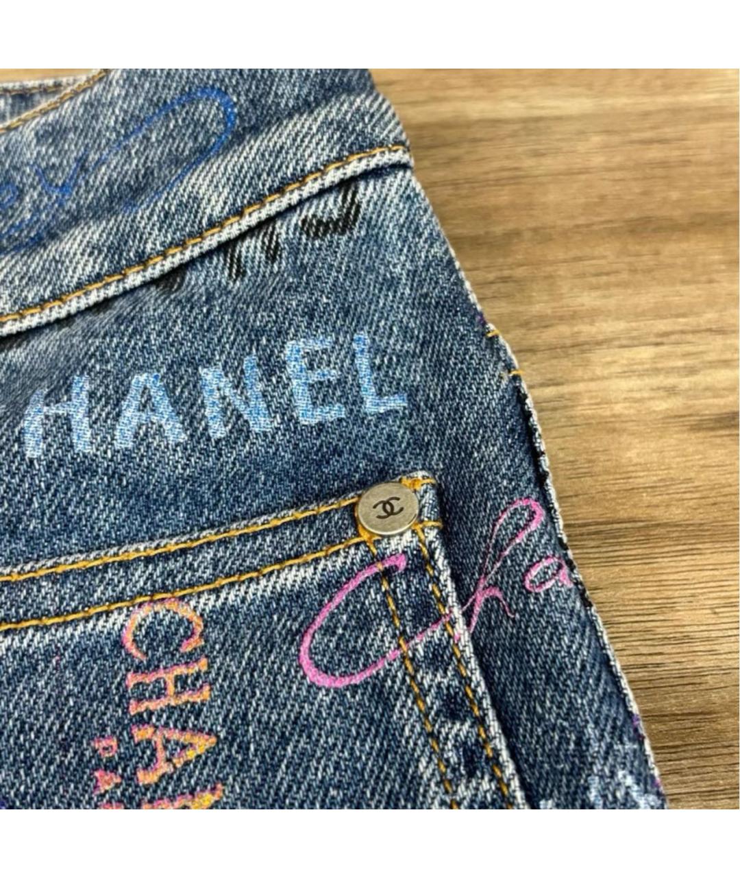 CHANEL Синие хлопковые прямые джинсы, фото 6