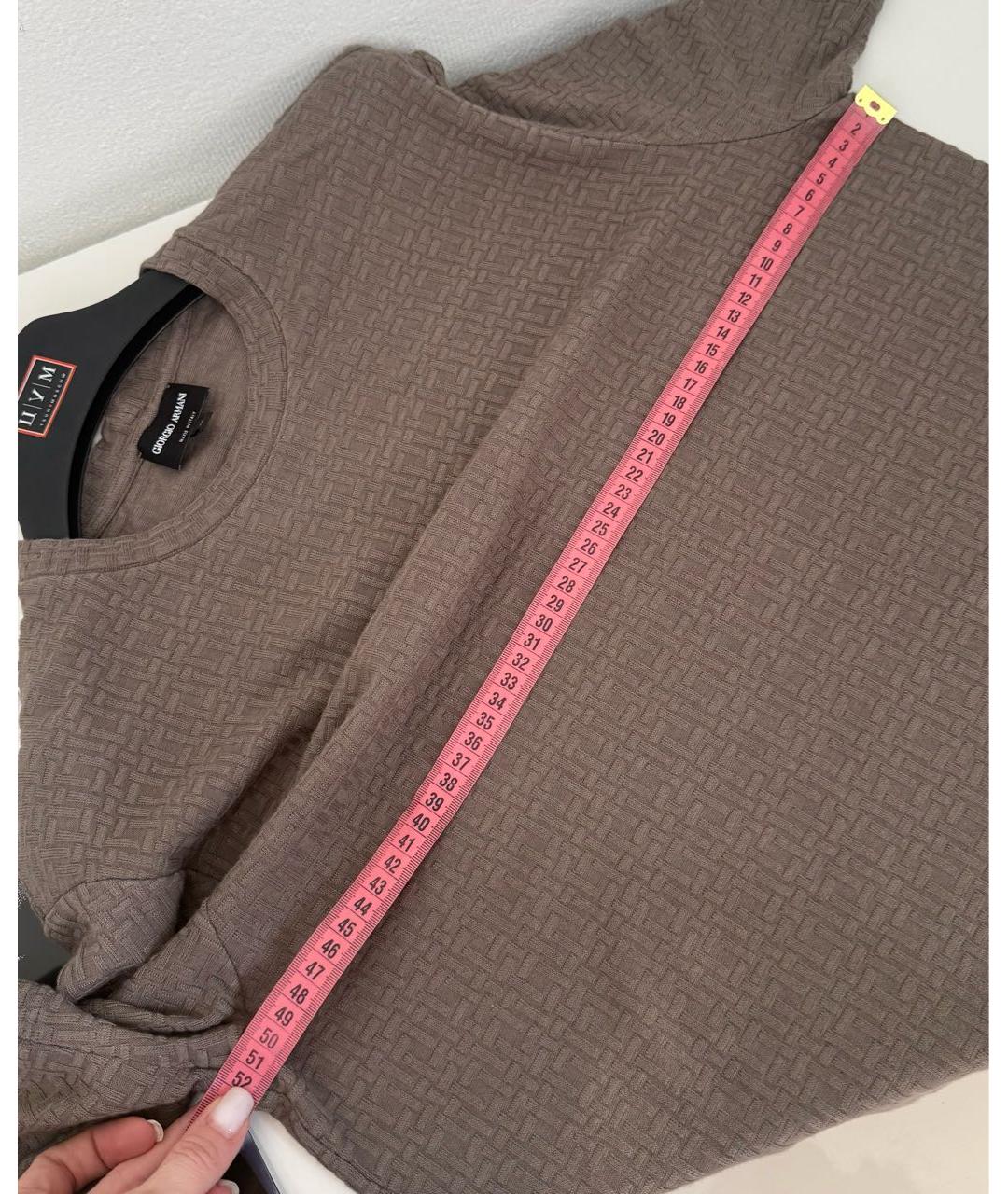 GIORGIO ARMANI Коричневая вискозная футболка, фото 4