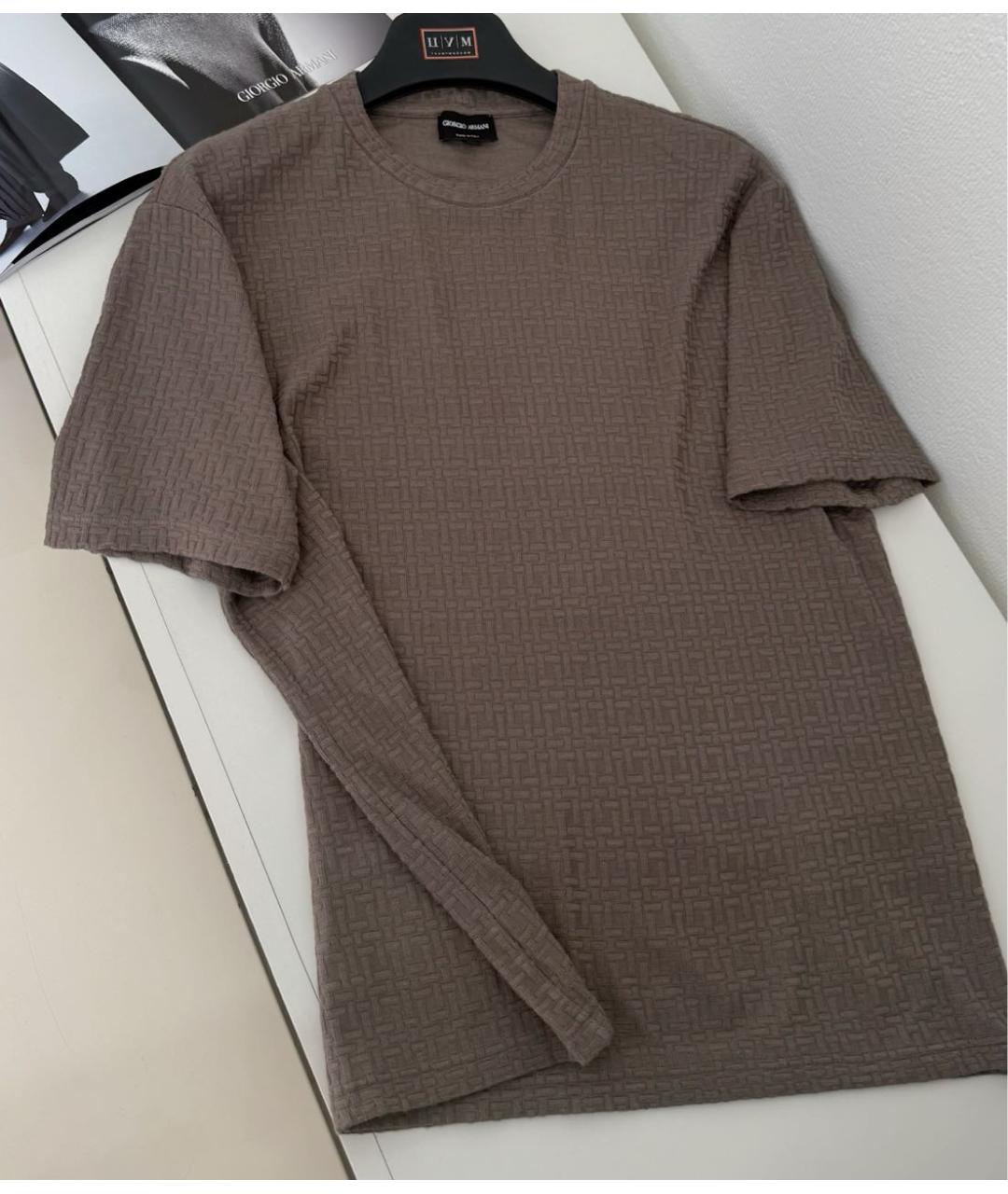 GIORGIO ARMANI Коричневая вискозная футболка, фото 3
