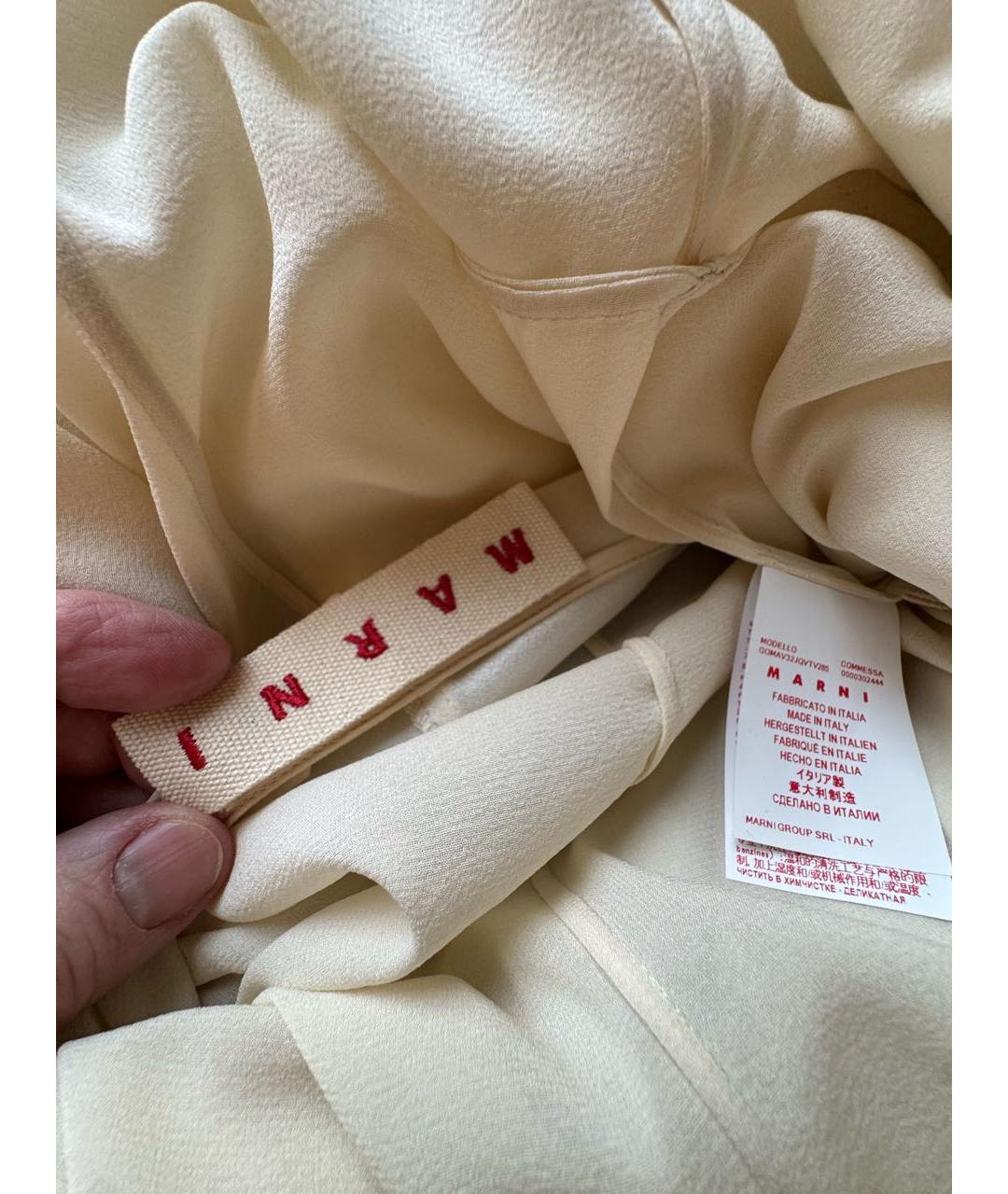 MARNI Белая шелковая юбка миди, фото 5