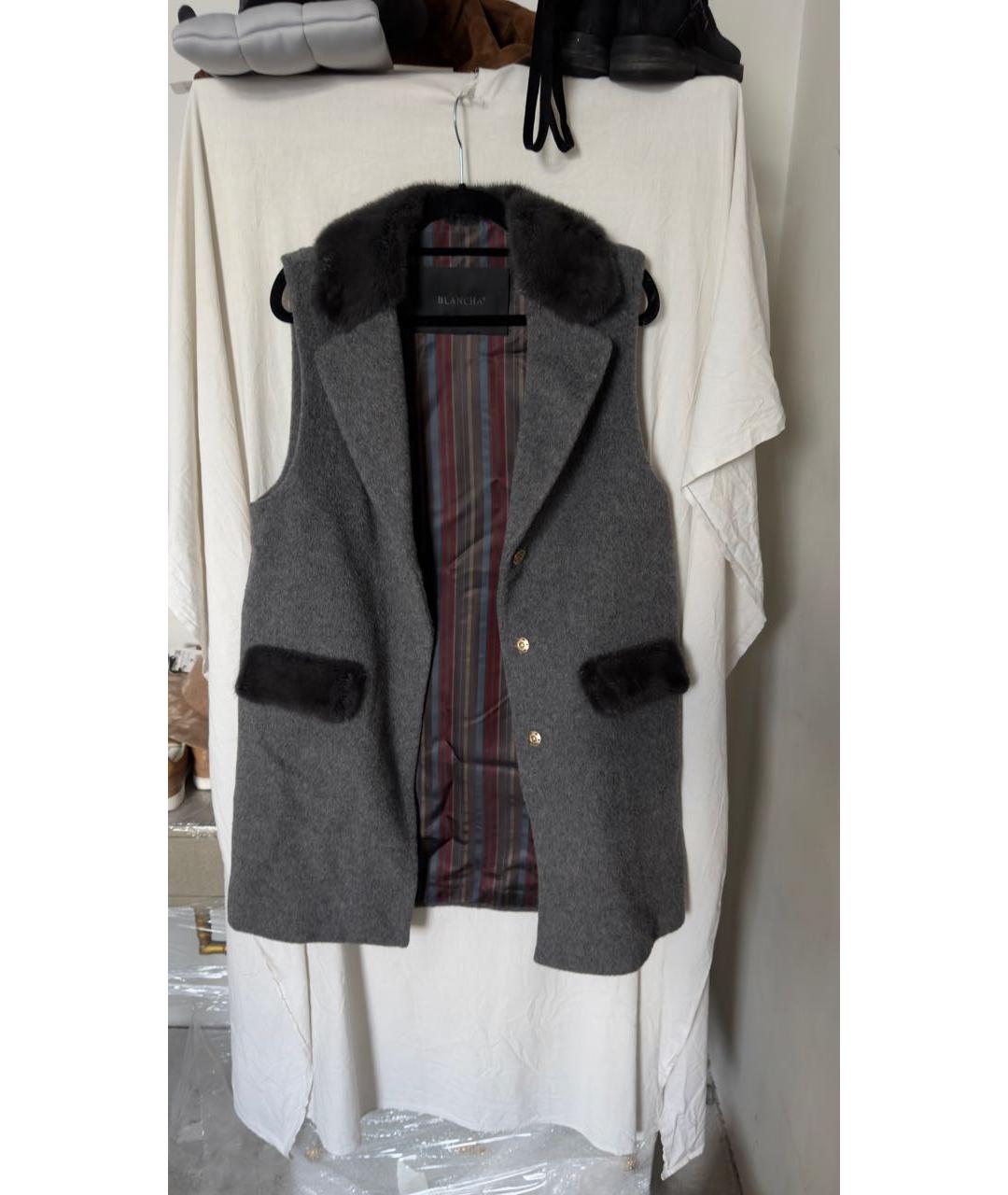 BLANCHA Антрацитовый шерстяной жилет, фото 5