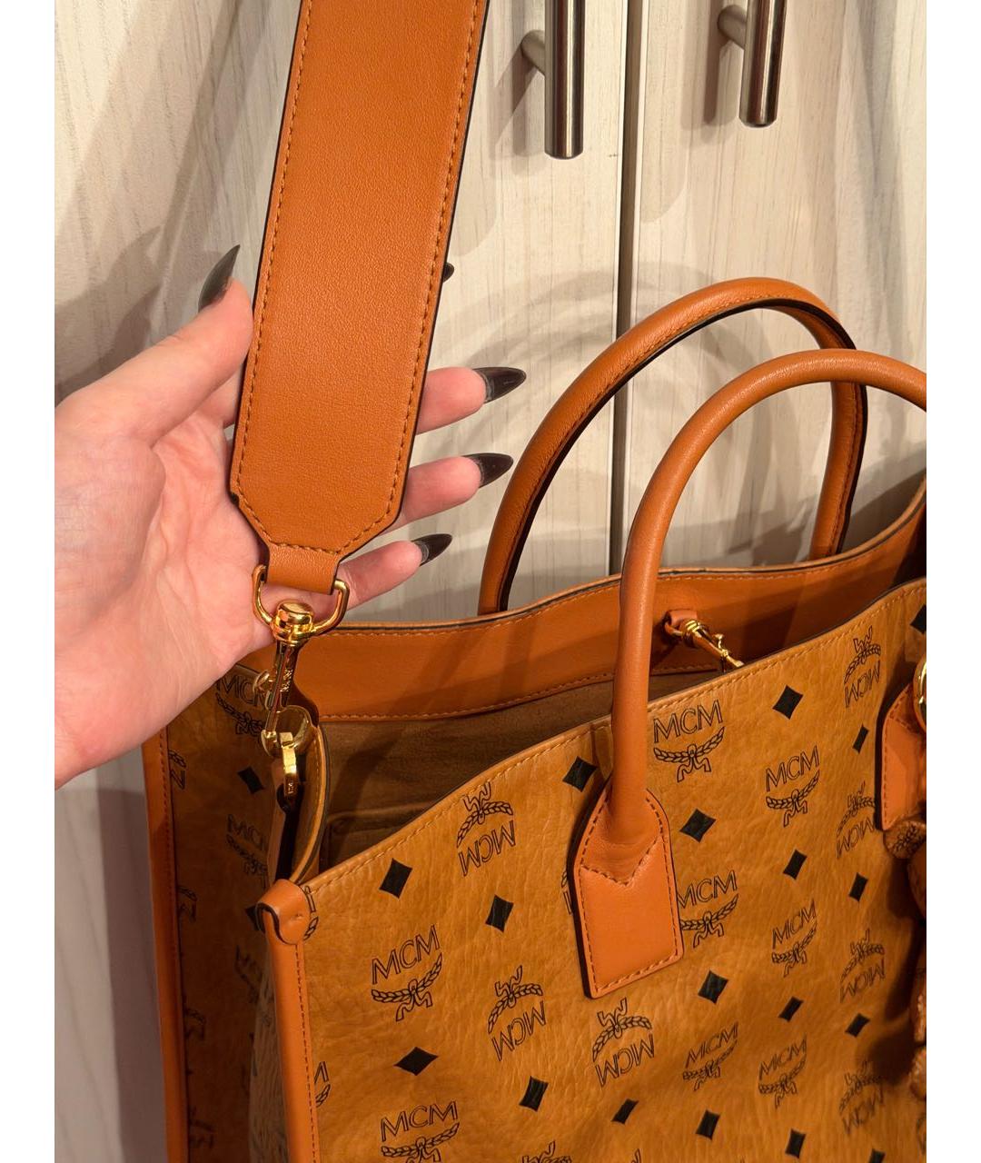 MCM Коричневая кожаная сумка тоут, фото 2
