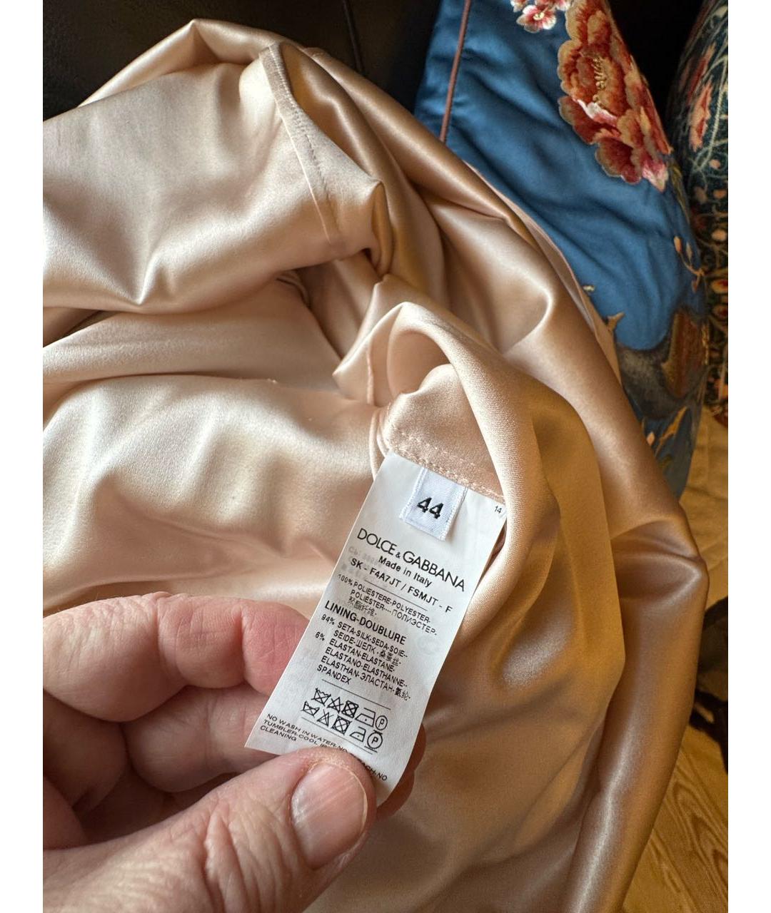 DOLCE&GABBANA Розовая шелковая юбка миди, фото 7