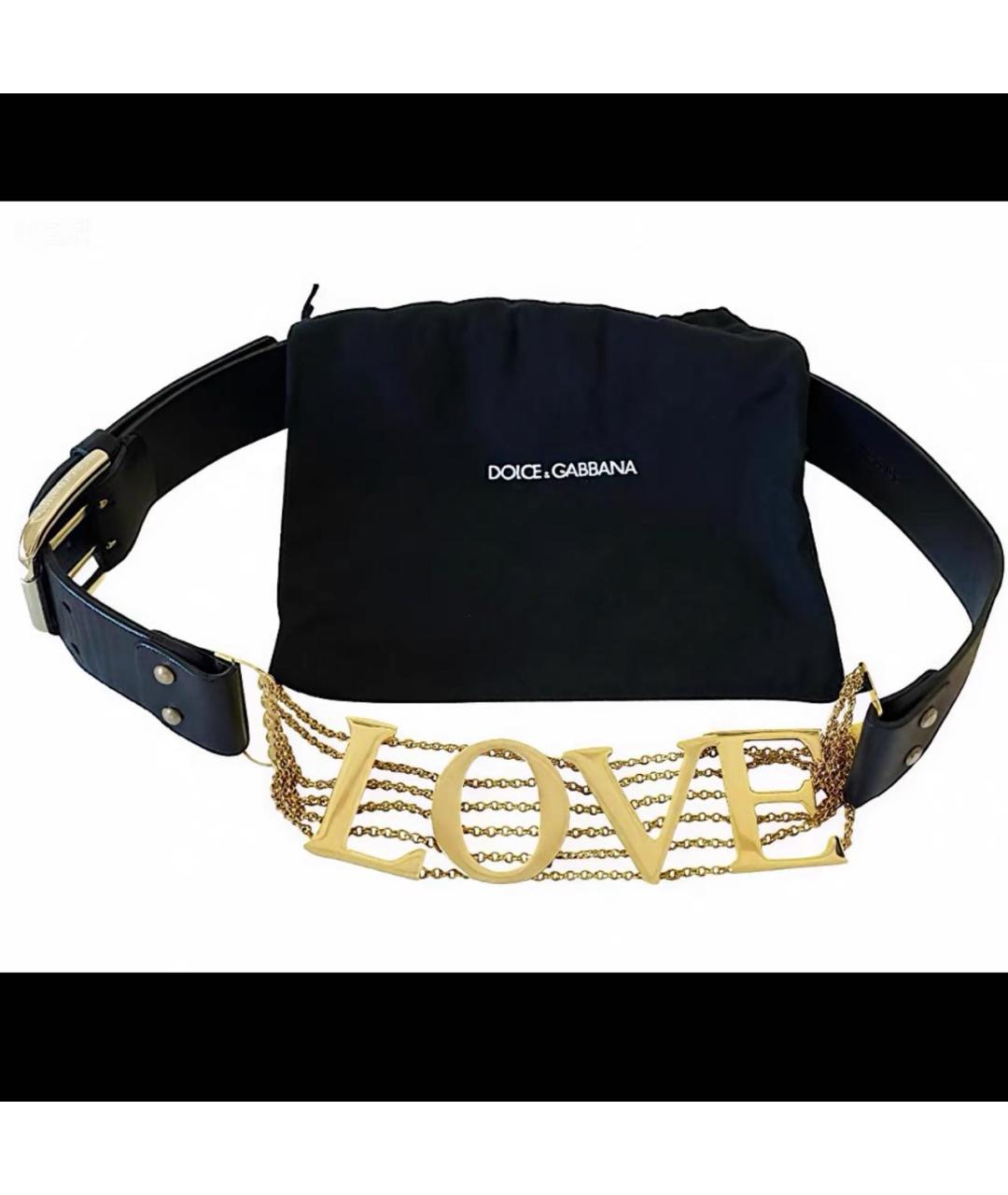 DOLCE&GABBANA Черный кожаный ремень, фото 3