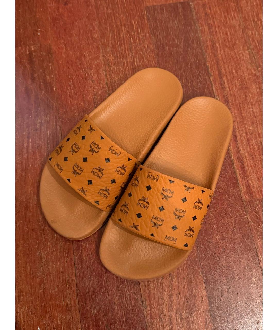 MCM Коричневые резиновые шлепанцы, фото 2