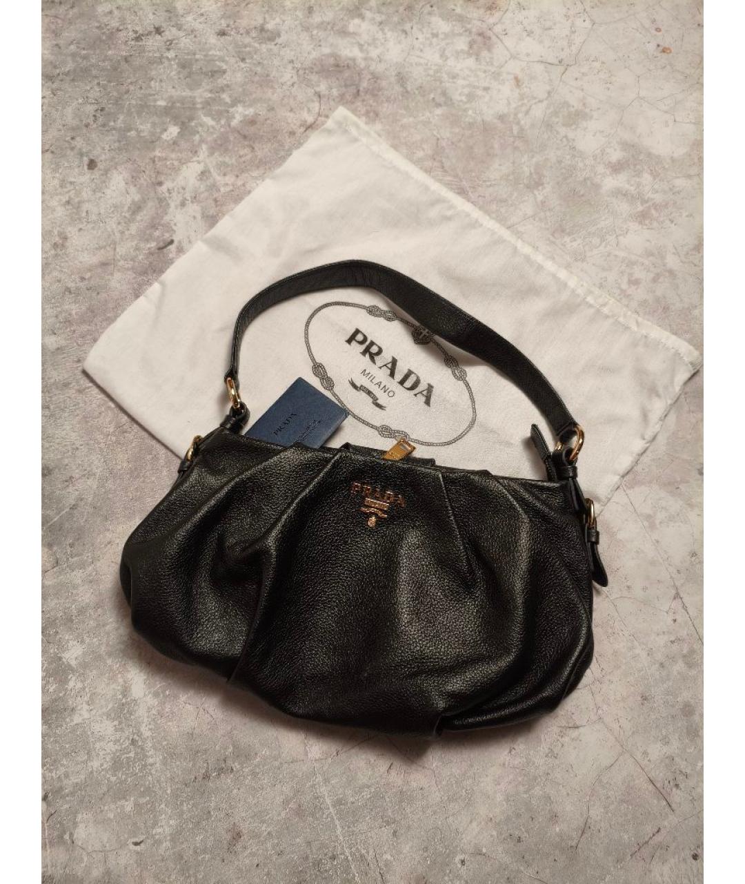 PRADA Черная кожаная сумка с короткими ручками, фото 2