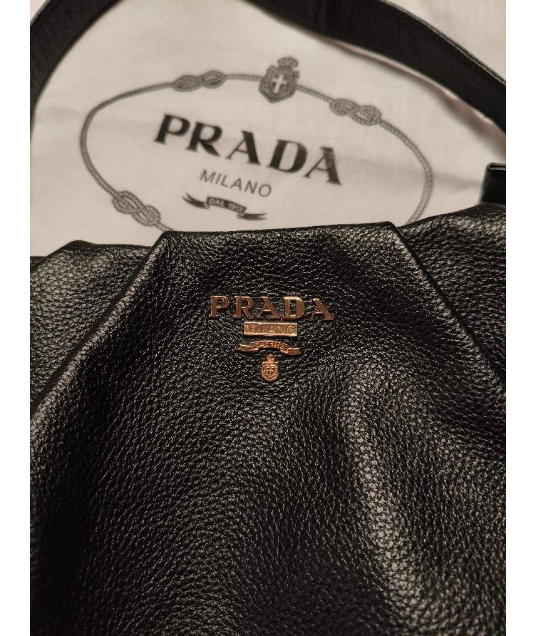 PRADA Черная кожаная сумка с короткими ручками, фото 3