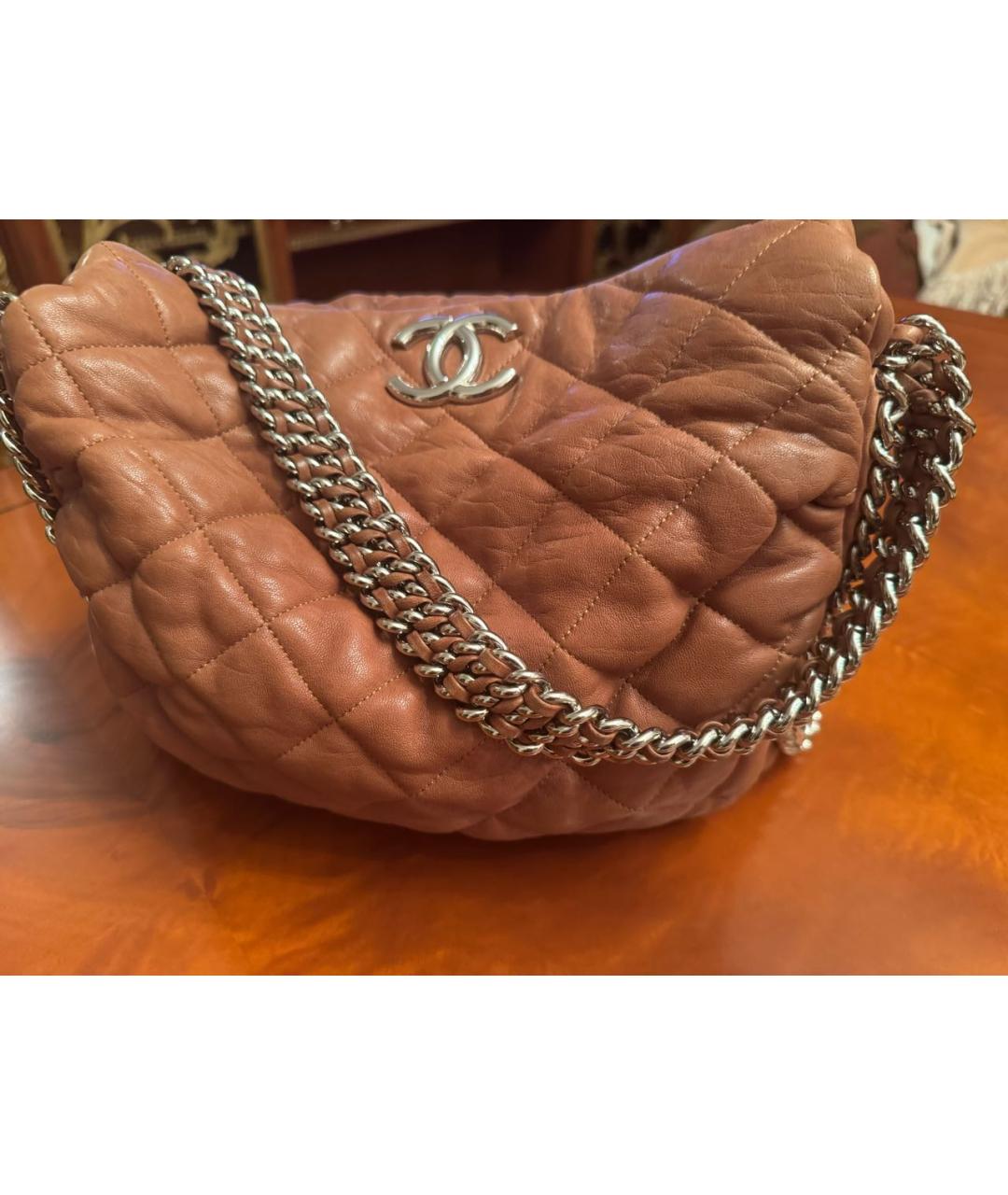 CHANEL Коричневая кожаная сумка через плечо, фото 2