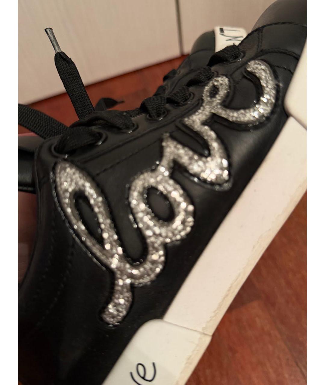 DOLCE&GABBANA Черные кожаные кеды, фото 6