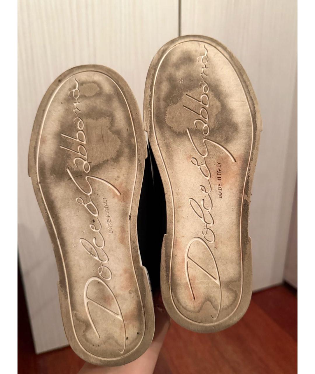 DOLCE&GABBANA Черные кожаные кеды, фото 4