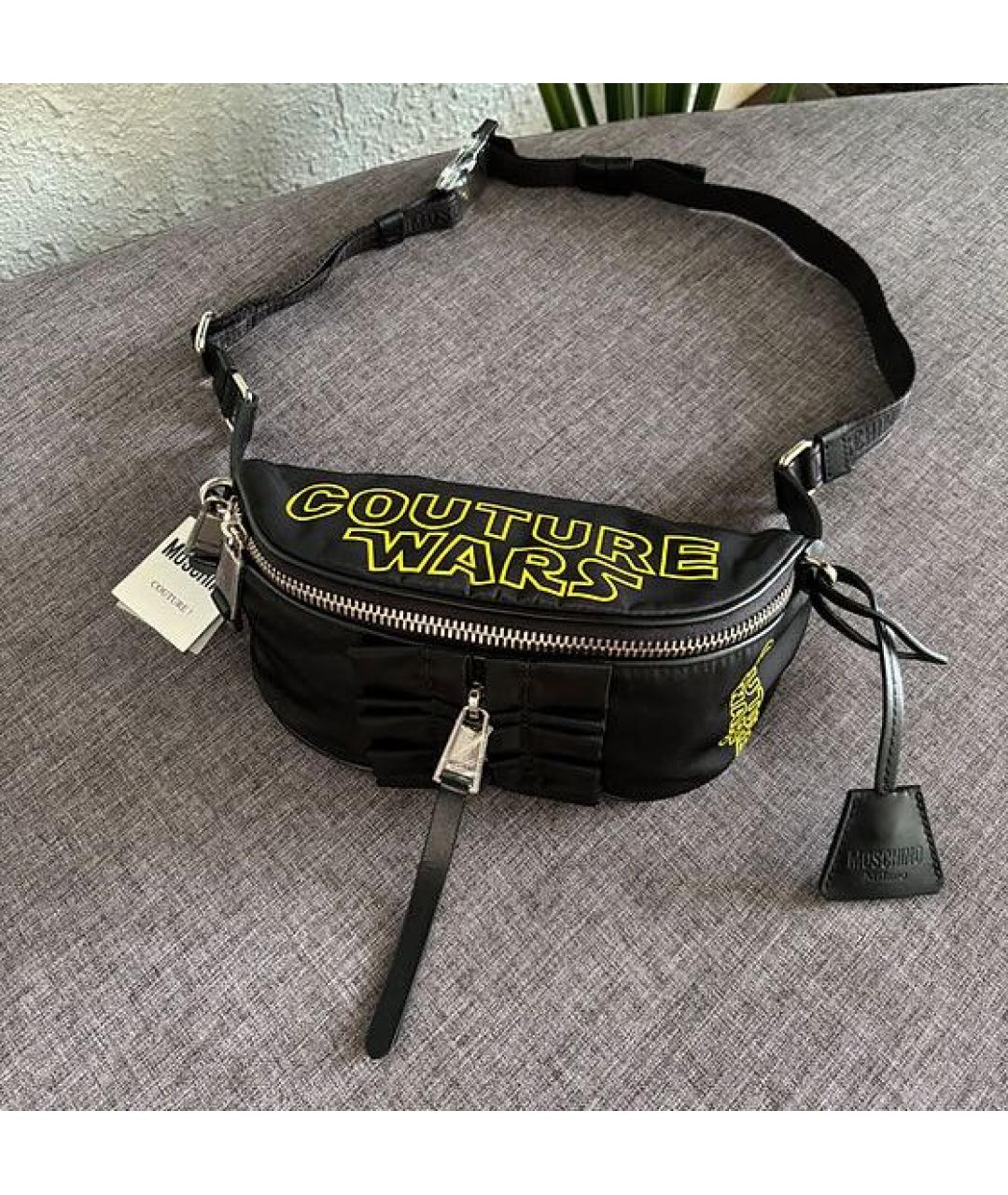 MOSCHINO Черная кожаная поясная сумка, фото 9