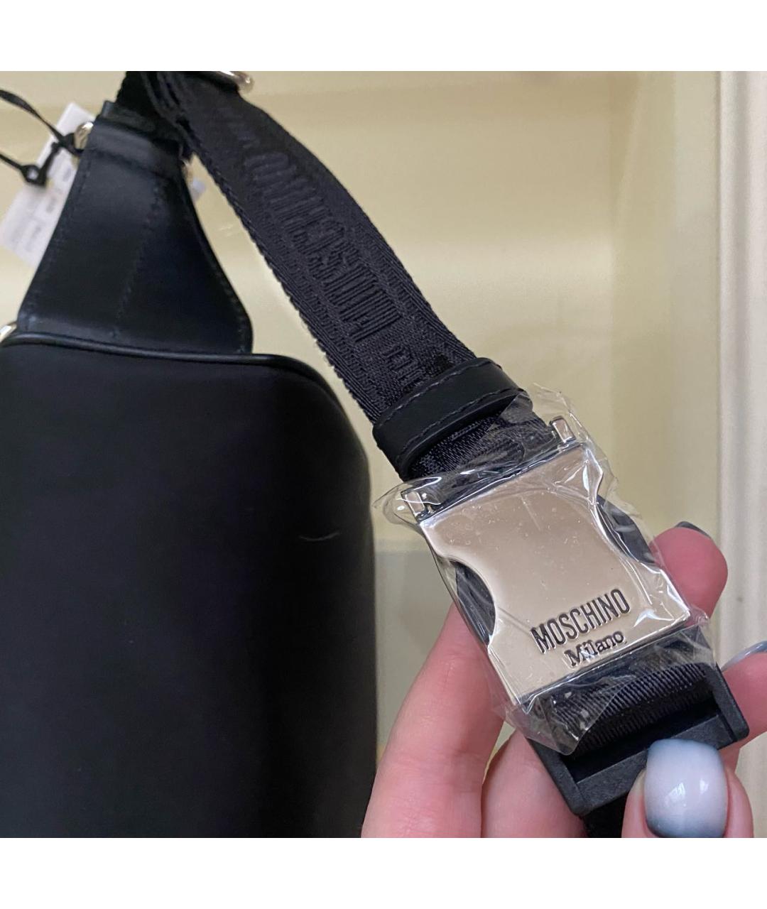 MOSCHINO Черная кожаная поясная сумка, фото 8