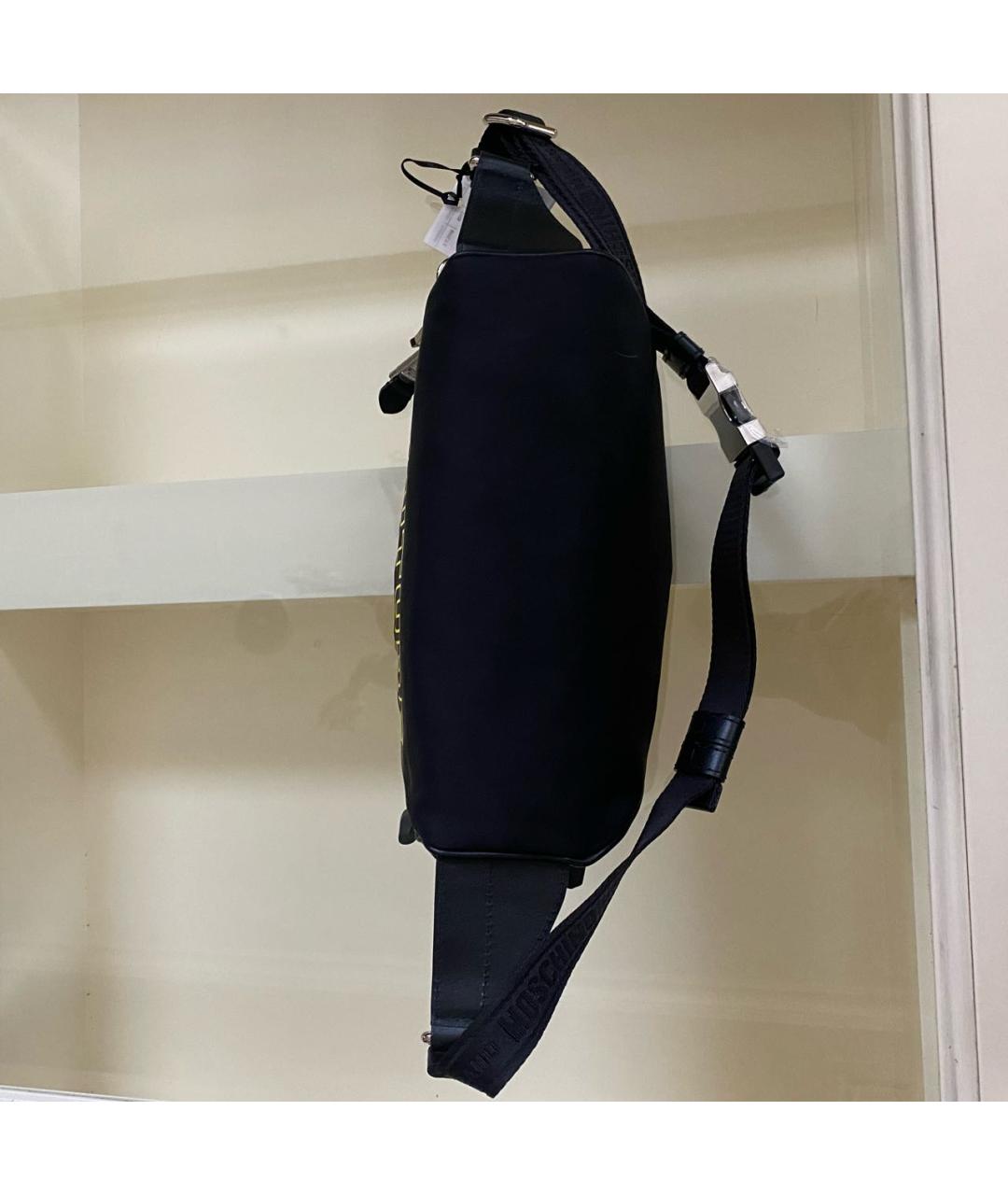 MOSCHINO Черная кожаная поясная сумка, фото 7