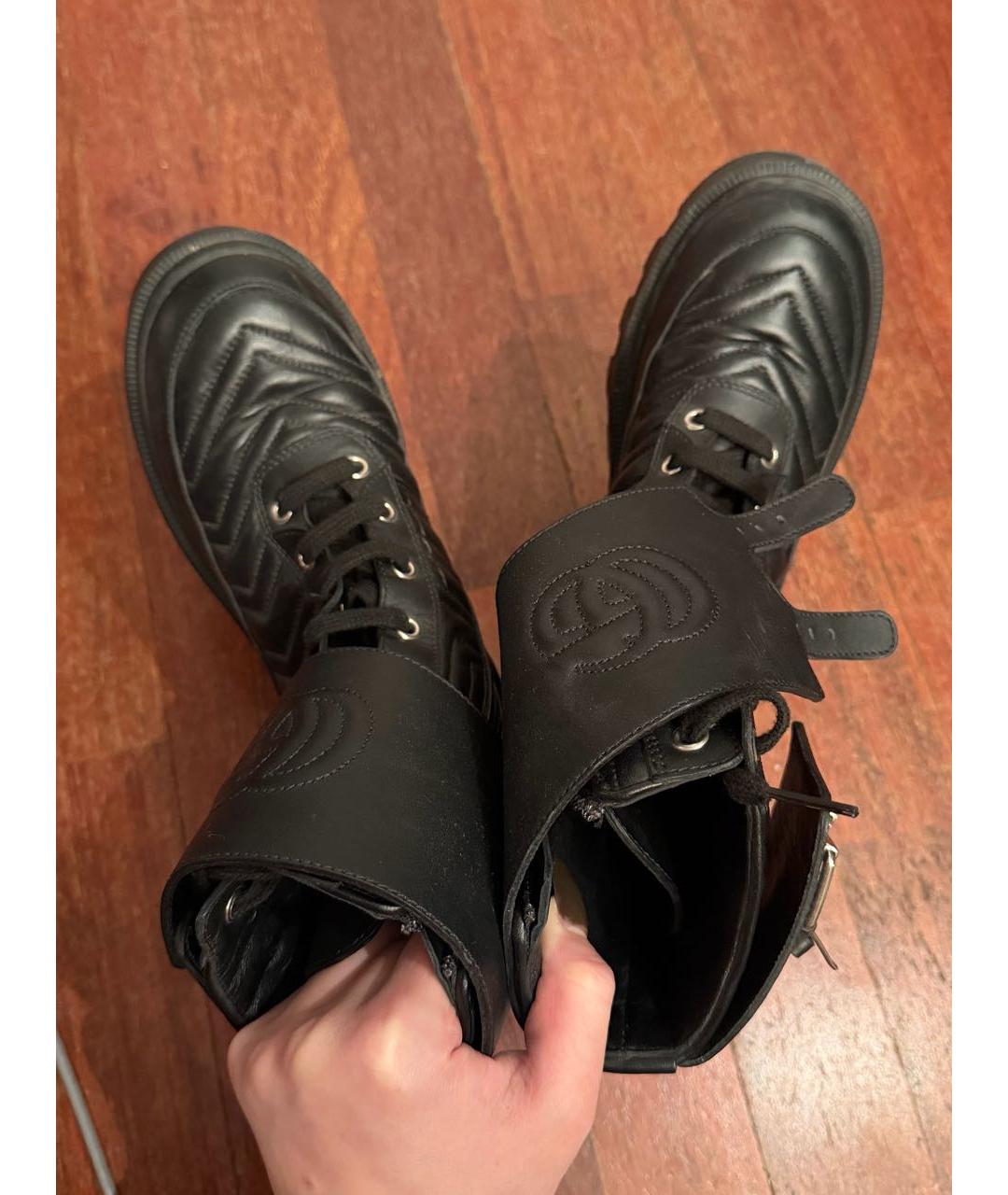 GUCCI Черные кожаные ботинки, фото 5