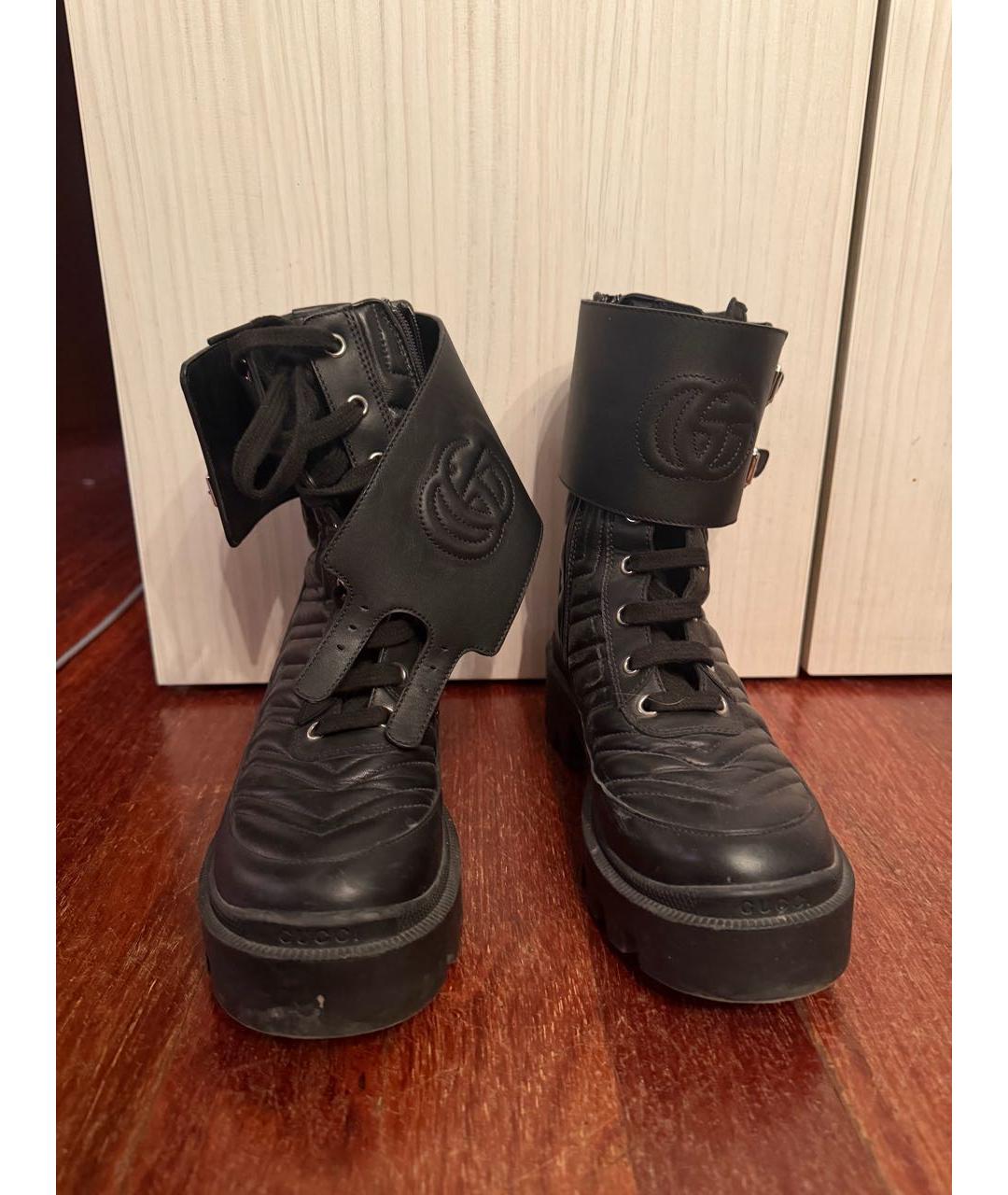 GUCCI Черные кожаные ботинки, фото 2